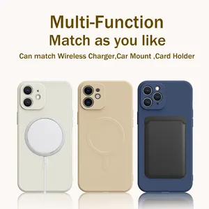Funda Magnética de Silicona Líquida de Lujo para Teléfono, para 17/16/15/11/12/13/14 Pro Max/X/<span class=keywords><strong>XR</strong></span>/XS/7 Plus, Lisa, Luminosa, Color Caramelo - Product Image 4