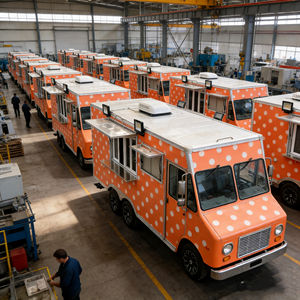 รถเข็นขายอาหารเคลื่อนที่ทรงสี่เหลี่ยมลายคลื่นสีรุ้ง พร้อมล้อคู่ สำหรับขายอาหารและเครื่องดื่มริมชายหาด - Product Image 2