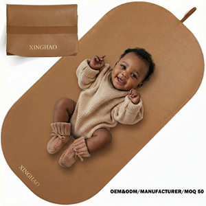 Tappetino Pieghevole per Cambio Pannolini in Ecopelle Marrone, Morbido e Facile da Pulire, per <span class=keywords><strong>Neonati</strong></span>, Produzione OEM - Product Image 1