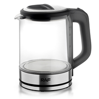 Bouilloire électrique en verre borosilicaté transparent de haute qualité RAF 1350W 1.8L bouilloire sans fil bouilloire chaudière à eau avec lumière LED