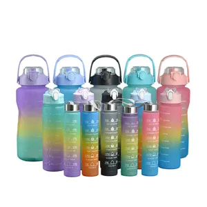 BPA Free Multi-purpose 2L Half Gallon Plastic Sports Direct Drinking Gym 3 Set Em 1 Pcs Conjunto De Garrafa De Água Com Palha E Tampa