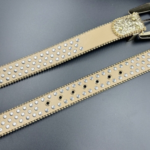 Penjualan langsung pabrik sabuk PU warna-warni bergaya Punk Rock pria dengan gesper berlian buatan berkilau untuk sabuk koboi wanita - Product Image 5