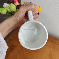 도자기 커피 머그 귀여운 만화 개 디자인 선물 컵 핸드 그립 300ml