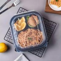 Contenants alimentaires réutilisables en PP, 9x9 pouces, avec charnières, anti-fuite, pour micro-ondes, avec 1/2/3 compartiments, pour la vente en gros et la livraison à emporter