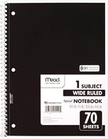 Cahier à spirale 8x10-1/2 pouces six couleurs 1 sujet carnet de notes agenda planificateur facile à déchirer Journal personnalisable