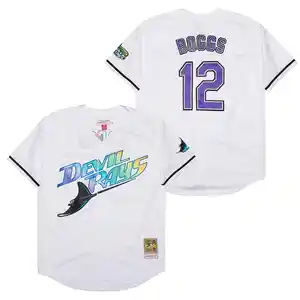 Бейсбольная майка Tampa Bay Vintage Rays 12 Wade Boggs 33 Jose Canseco