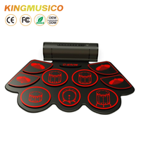 Batterie électronique portable enroulable avec Bluetooth, pédales doubles |   Conception en silicone ABS |   Modèle PDR-08EP |   Fournisseur d'usine OEM/ODM
