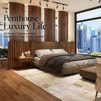 Servicio de Renderizado de Diseño Interior 3D para Dormitorio Principal de Penthouse, Planificación de Suite en Residencia de Lujo