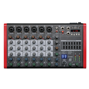 Console de mixage compacte pour studio, 6 préamplis XLR, égaliseur graphique 3 bandes, Bluetooth pour karaoké - Product Image 1