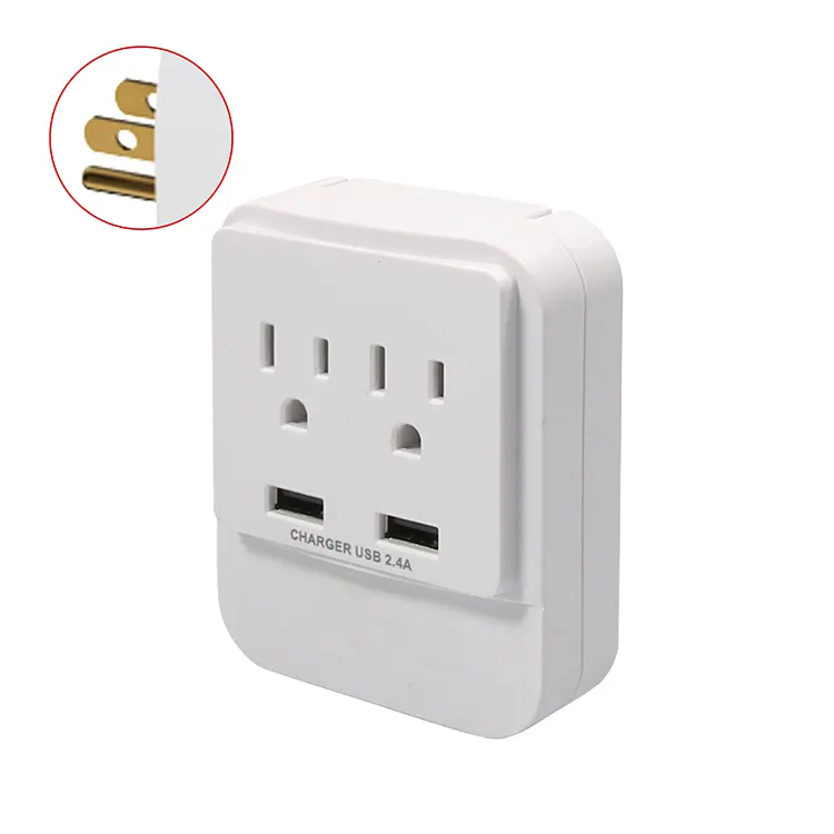 Mỹ tiêu chuẩn điện tường Ổ cắm ổ cắm với 2 USB tường sạc đa cắm cửa hàng tường Adapter