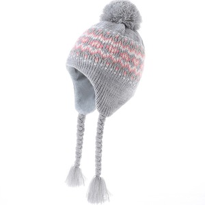 <span class=keywords><strong>Bonnet</strong></span> personnalisé de haute qualité de Noël d'hiver pour bébés péruviens <span class=keywords><strong>Bonnet</strong></span> à oreillettes en tricot Imprimé Cartoon Bows Camouflage pour enfants - Product Image 3