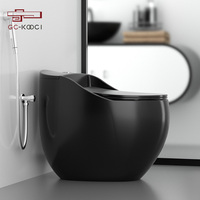 WC monobloc de marque chinoise moderne en céramique noire Toilette à double chasse montée au sol Forme de cuvette Piège en S Drainage pour villas Salles de bains