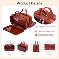 KONCAI Nouveau style de sac cosmétique transparent en PVC avec logo personnalisé Pochette de maquillage transparente Trousse de beauté