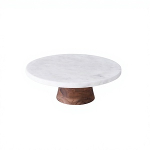 Marble And Wood <b>Cake</b> Dessert Stand Customized Size Round Shape Sweets <b>Cake</b> Stand For <b>Wedding</b> Party Use - Product Image 1