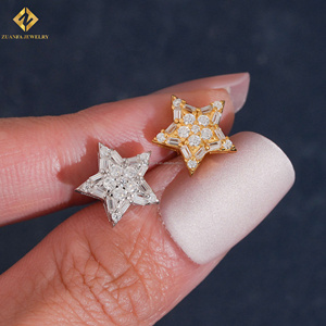 New Arrivals Fashion Style Pass Diamond Tester Screw <b>Back</b> Iced Out Man VVS1 Moissanite Diamond Hip Hop 5Stars Shape Stud <b>Earring</b> - Product Image 6