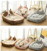 Lit de luxe pour animaux de compagnie, grande peluche de dessin animé, doux et confortable, lit pour animaux de compagnie pour chat et chien avec image florale, matelas en mousse à mémoire de forme