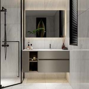 Customize Wall Hung 30 Inch <b>Bathroom</b> Cabinets <b>Wood</b> Plywood Furniture <b>Bathroom</b> Vanity with Ceramic Sink <b>Mirror</b> - Product Image 5