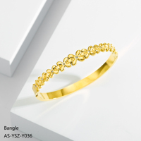 Bracelet Jonc OEM ODM Écologique Tendance Minimaliste en Acier Inoxydable Plaqué Or avec Zircon Motif Marguerite Fleur de Soleil – Cadeau pour Femme