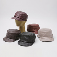 Casquette de marin en cuir PU pour femme, style rétro, calotte plate, chapeau marine minimaliste et élégant, tendance automne-hiver, accessoire de mode urbaine
