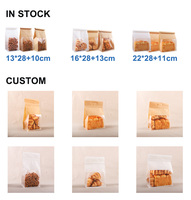 Emballage de pain de qualité alimentaire, sachet plat à fond plat, personnalisable, sac en papier kraft pour boulangerie avec fenêtre transparente
