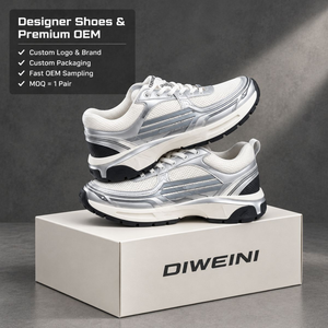 Chaussures de luxe pour hommes et femmes, haute qualité, argent métallisé, chaussures de marche, chaussures de course, baskets, zapatillas, neuves - Product Image 1