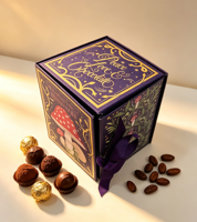 Boîte carrée en papier chocolaté à motifs vifs, logo de marque personnalisé, boîte de boulangerie pliable jetable, emballage rose pour desserts sucrés
