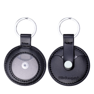 Cross-border hot-selling 34mm commemorative coin <b>keychain</b> protective cover, round badge storage <b>leather</b> case, locator <b>keychain</b> - Product Image 2