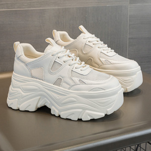 Zapatillas Deportivas de Mujer, Estilo Nuevo de Primavera, con Plataforma Gruesa, de Cuero Genuino Europeo, con Suela de 8 cm de Grosor, Transpirables, que Aumentan la Estatura - Product Image 4