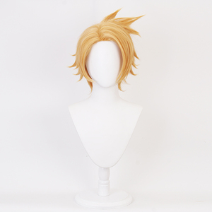 Perruques de cosplay Ainizi synthétiques courtes jaunes de la série <span class=keywords><strong>My</strong></span> <span class=keywords><strong>Hero</strong></span> <span class=keywords><strong>Academia</strong></span>, rôle de Kaminari Denki, pour Halloween - Product Image 3