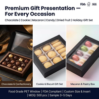 Boîte cadeau en chocolat à fenêtre rigide OEM ODM FDA FSC SGS PET de qualité alimentaire avec insert sur mesure MOQ 500