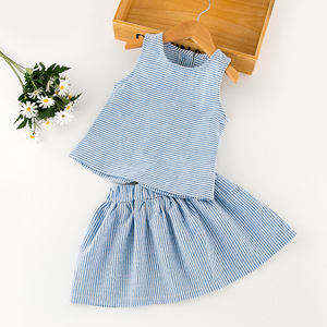 Vêtements d'été pour enfants en gros, ensemble jupe et haut court pour filles - Product Image 1