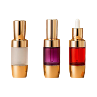 Vente en gros de flacons pompe en verre doré de 30 ml (1 oz) avec fond en plastique doré pour fond de teint, lotion, soins de la peau