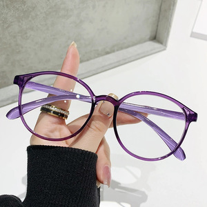 Gafas de lectura antiluz azul para mujer, montura morada, lentes transparentes, estilo ovalado, ligeras, a la moda, para ordenador - Product Image 2