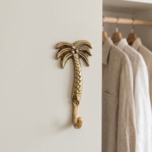 Crochet mural vintage réglable en métal motif palmier, design multifonctionnel pour armoire, cuisine, salle de bain, rangement de vêtements - Product Image 1