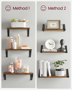 <span class=keywords><strong>VASAGLE</strong></span> <span class=keywords><strong>Étagère</strong></span>s murales flottantes en bois de style industriel, lot de 3, support de présentation stable pour salon, salle de bain, cuisine - Product Image 3