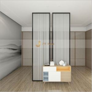 JYFMETAL - Biombo Divisor de Acero Inoxidable y Vidrio Artístico, Impermeable y Translúcido, Multifuncional, Deslizante/Colgante, Estilo Moderno Clásico para Hotel - Product Image 6