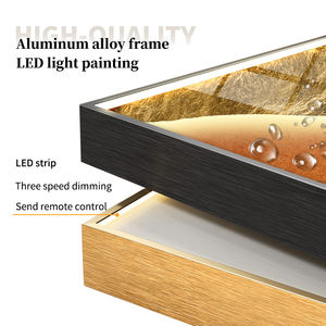 आधुनिक गोल्डन बुधा चित्र विलासिता हीरा मंदिर पृष्ठभूमि दीवार सजावट गर्म चमकदार एलईडी प्रकाश मुद्रित कागज समकालीन - Product Image 6