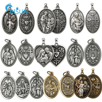 Collier pendentif religieux catholique Jésus-Christ la Vierge Marie Saint Joseph, médaillon personnalisé, médaille de la Sainte Famille
