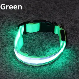 Collier pour <span class=keywords><strong>chien</strong></span> en nylon lumineux anti-perte avec matériau réfléchissant intégré, rechargeable par USB pour les promenades nocturnes - Product Image 6