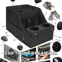 Organisateur de siège de voiture Oxford pliable avec plusieurs compartiments et porte-gobelets, logo personnalisé