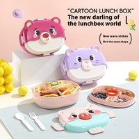 Boîte à lunch pour enfants, sans BPA, résistante aux micro-ondes, anti-fuite, 3 compartiments, avec fourchette et cuillère, pour l'école ou les repas de bébé