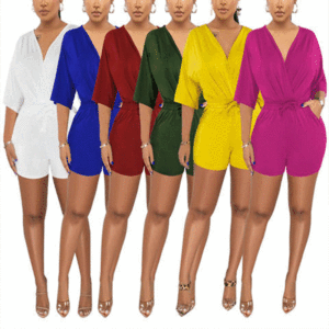 Mode Sexy à manches longues évider haut court barboteuses côtelé Clubwear deux pièces ensemble combinaison courte costumes combishorts pour les femmes - Product Image 5