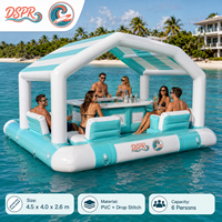 Île flottante gonflable OEM avec banc rembourré, comptoir de bar en PVC, logo personnalisé d'usine, vente en gros, approvisionnement direct
