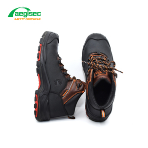 AEGISEC-Zapatos de seguridad de cuero de vaca de corte medio para hombre, suela de goma PU antideslizante, puntera de acero, botas de seguridad para el trabajo - Product Image 3