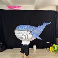 Costume de baleine gonflable sur le thème de l'océan, costume de poupée de requin de dessin animé gonflable pour spectacle de rue, performance sur scène