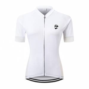 DEZE Unisex Short Sleeve Cycling Jersey Minimalist All-<b>White</b> with Branded Logo Breathable Quick Drying Slim Fit for Road Cycling - Product Image 4