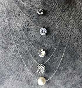 Collar de cadena invisible transparente con diamantes de imitación para mujer, tipo gargantilla, al por mayor - Product Image 6