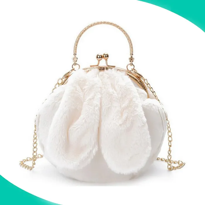 high quality hot sale fashion womens handbags cute rabbit fur handbags made in Shenzhen factory