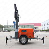 Tours d'éclairage mobiles portables pliables télescopiques diesel de 7 m avec 4 lampes LED de 400 W pour éclairage de travail nocturne en extérieur