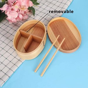Fiambrera de madera japonesa Bento Box con separador interno, contenedor de comida de madera <span class=keywords><strong>Cryptomeria</strong></span>, caja de sushi de madera natural hecha a mano - Product Image 4